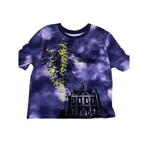 Disney Haunted Mansion Shirt purple acid-washed tee shirt with Mansion XS